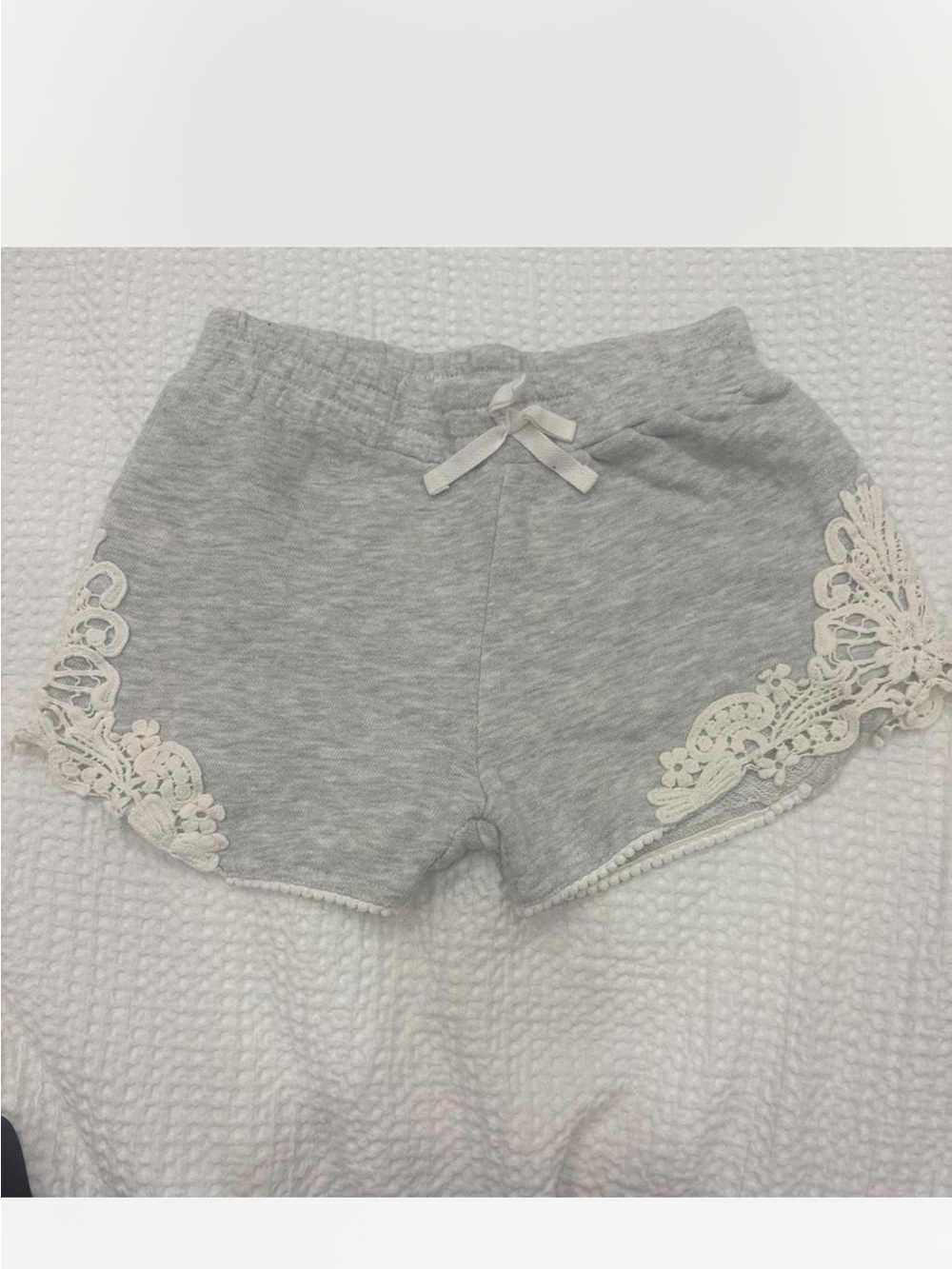 Girls' Gray Lace-Trim Pajama Shorts